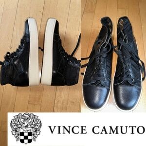 Vince Camuto Black leather/ mesh sneaker, 7.5, CB2318